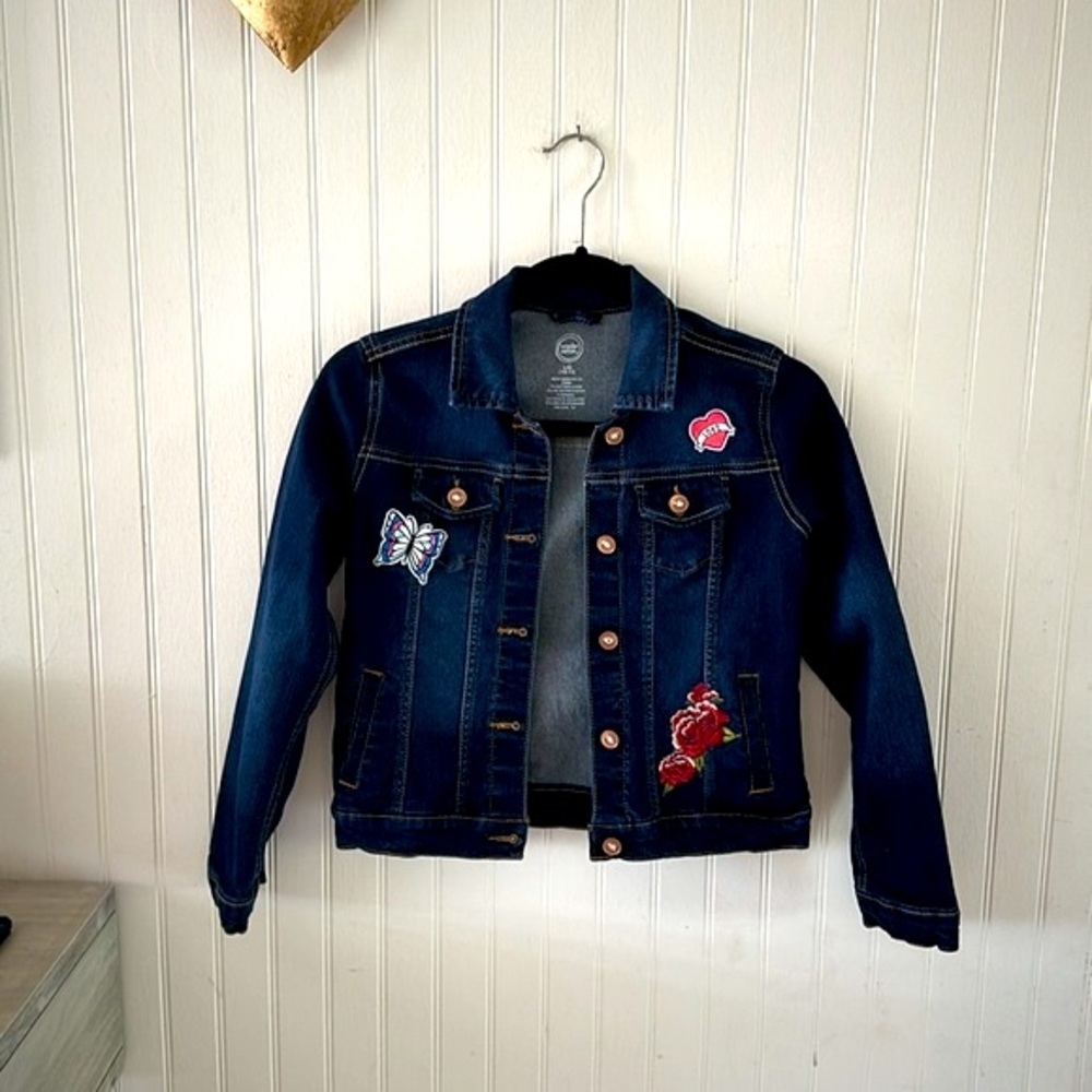 Wonder Nation, Fashion Stretch Denim Jacket with Patchwork Size L/G (10-12) - Picture 2 of 10